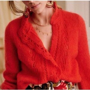 Sézane Angelie Cardigan, Red, Size XXXL   (U.S. Size 16)